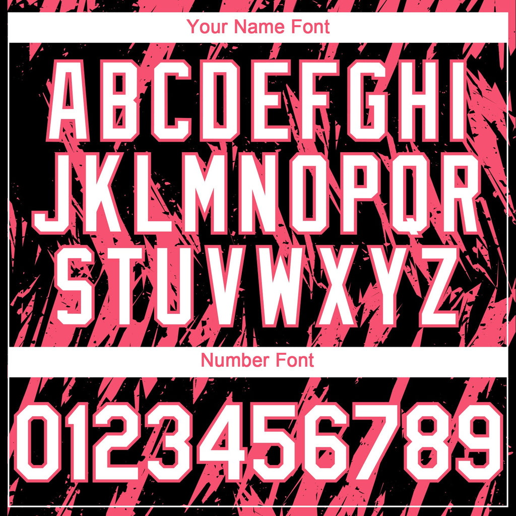 Custom Black White-Neon Pink Splatter Torn Sharp Brush Stroke Authentic Baseball Jersey
