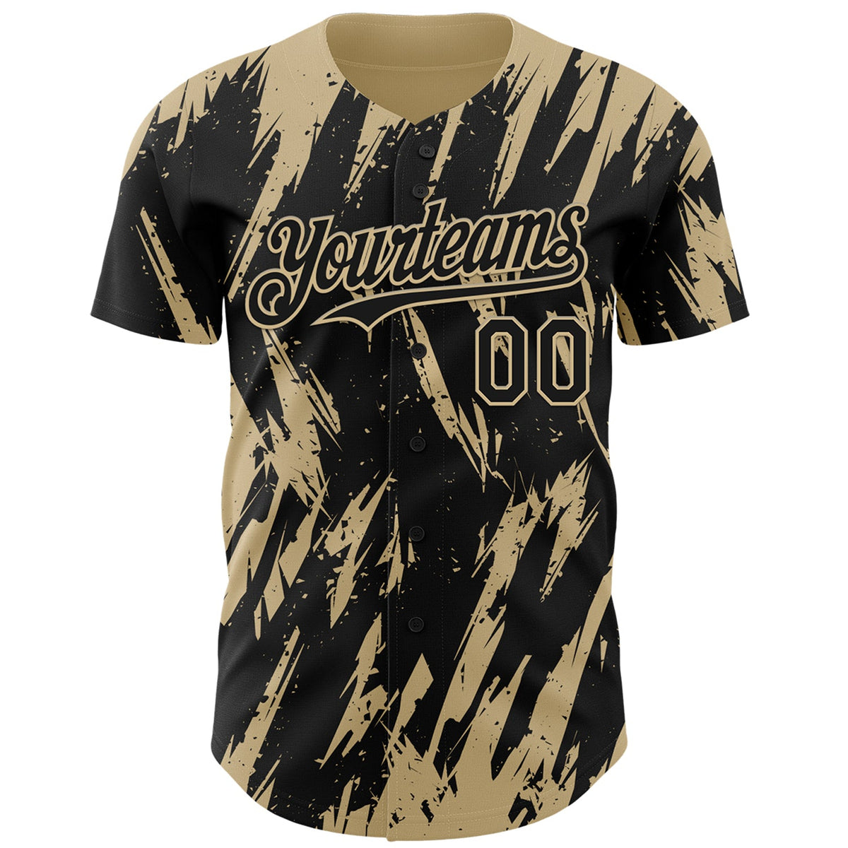 Custom Black Vegas Gold Splatter Torn Sharp Brush Stroke Authentic Baseball Jersey