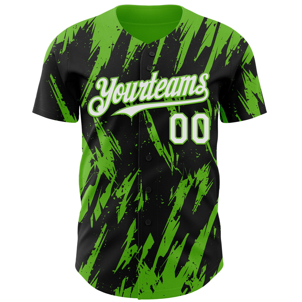 Custom Black White-Aurora Green Splatter Torn Sharp Brush Stroke Authentic Baseball Jersey
