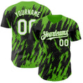 Custom Black White-Aurora Green Splatter Torn Sharp Brush Stroke Authentic Baseball Jersey