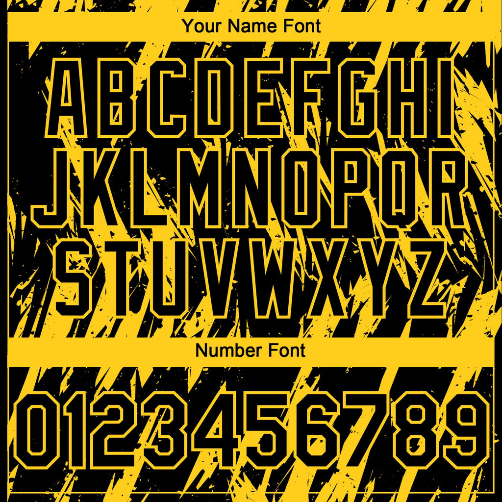 Custom Black Yellow Splatter Torn Sharp Brush Stroke Authentic Baseball Jersey