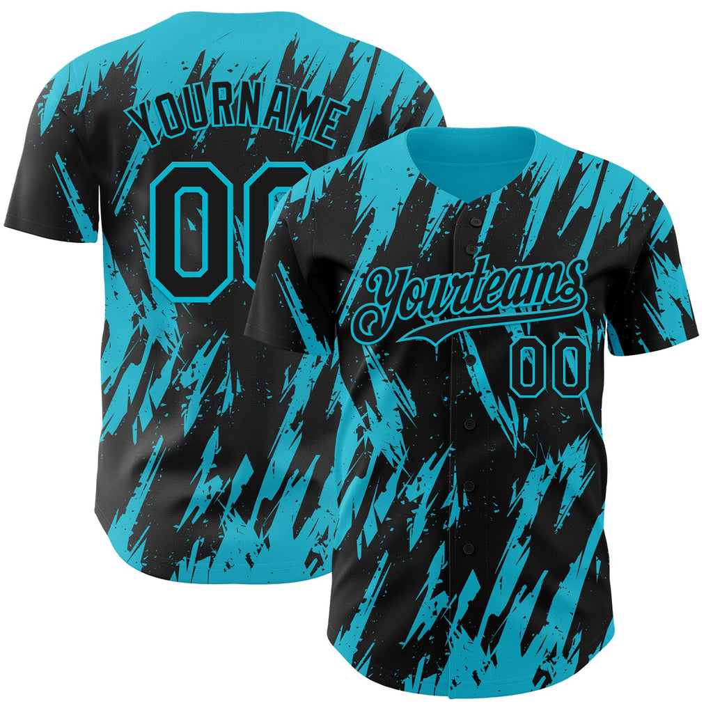 Custom Black Lakes Blue Splatter Torn Sharp Brush Stroke Authentic Baseball Jersey