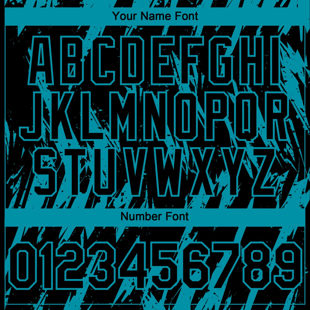 Custom Black Teal Splatter Torn Sharp Brush Stroke Authentic Baseball Jersey