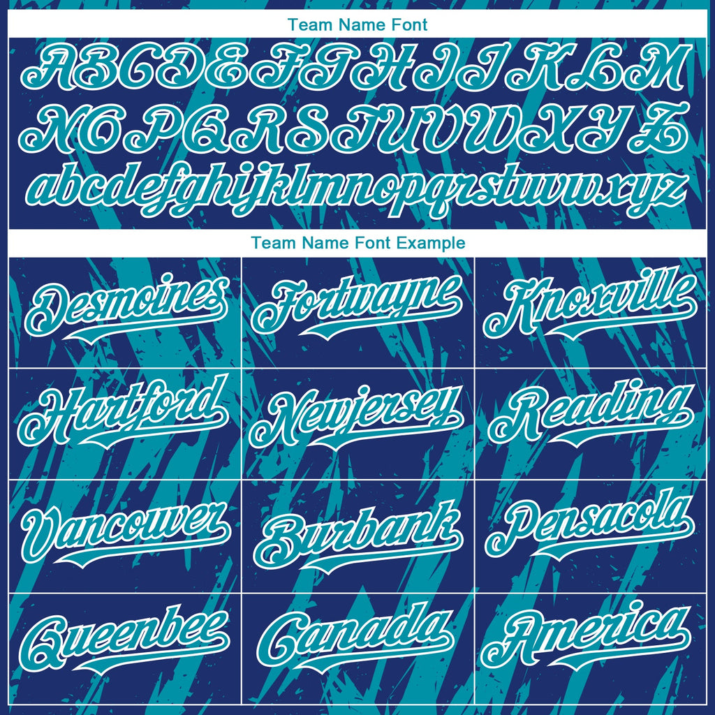 Custom Royal Teal-White Splatter Torn Sharp Brush Stroke Authentic Baseball Jersey