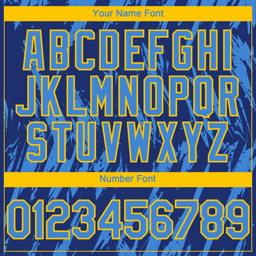 Custom Royal Powder Blue-Yellow Splatter Torn Sharp Brush Stroke Authentic Baseball Jersey