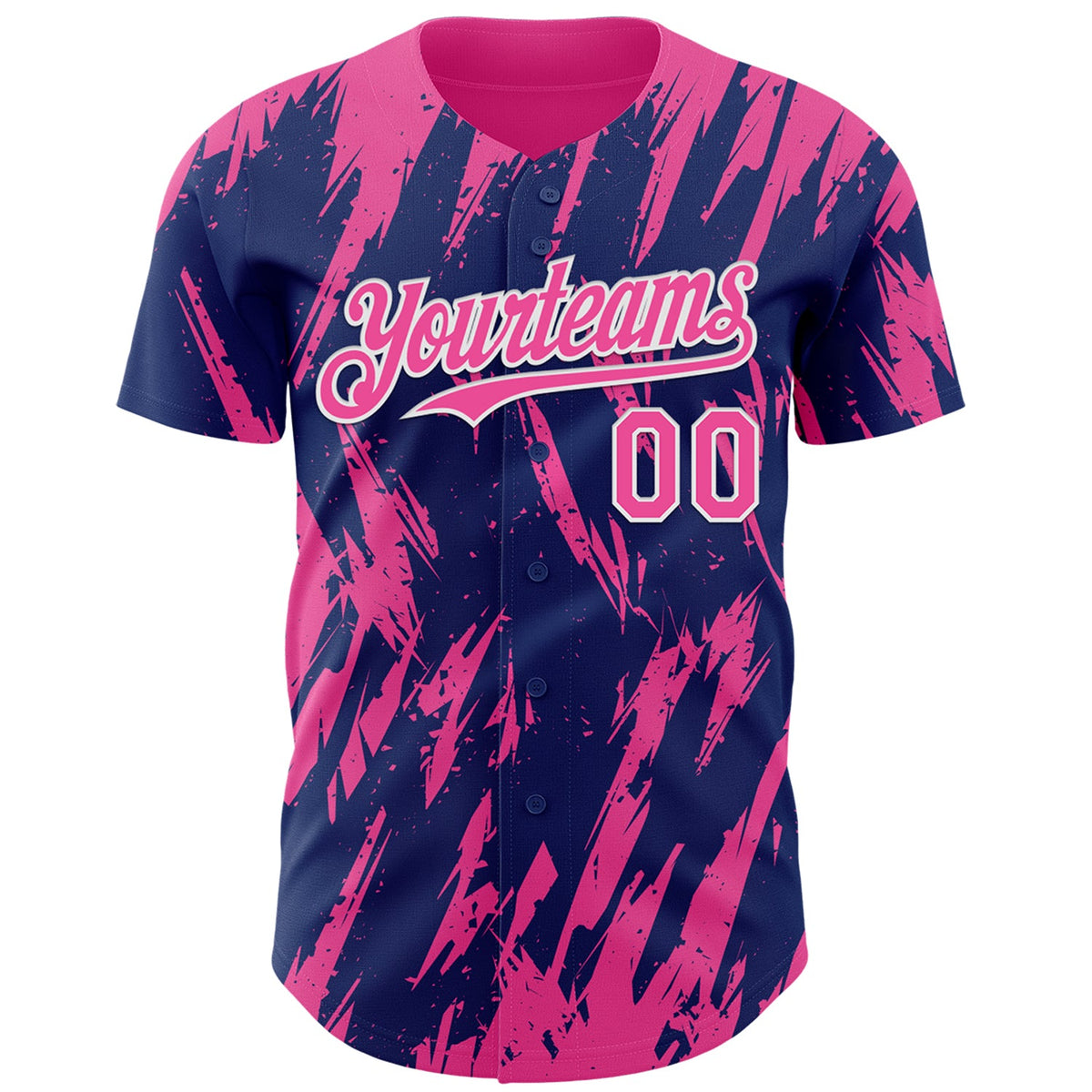 Custom Royal Pink-White Splatter Torn Sharp Brush Stroke Authentic Baseball Jersey