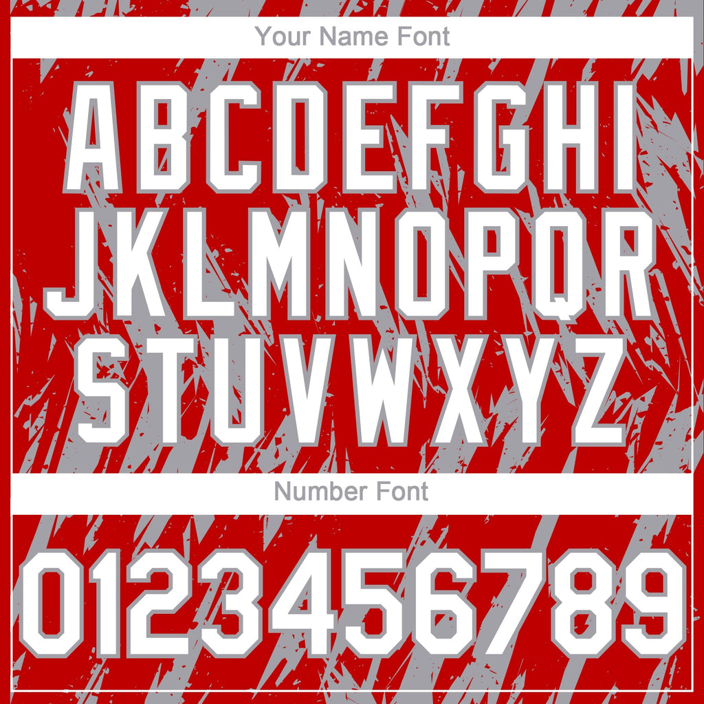 Custom Red White-Gray Splatter Torn Sharp Brush Stroke Authentic Baseball Jersey