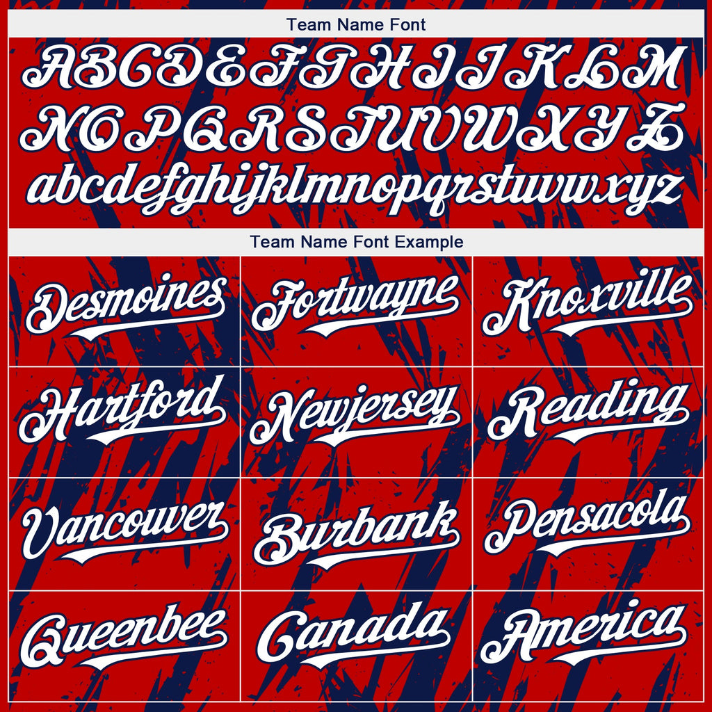 Custom Red White-Navy Splatter Torn Sharp Brush Stroke Authentic Baseball Jersey