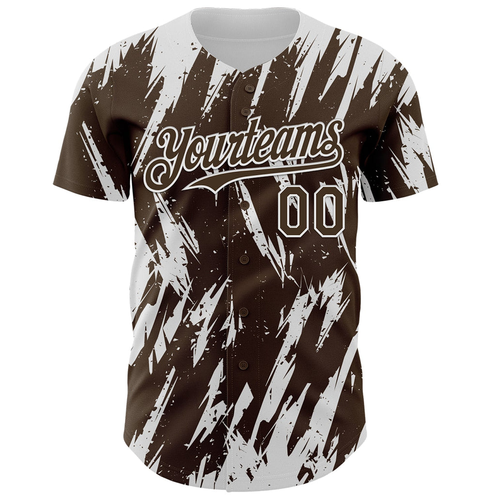 Custom Brown White Splatter Torn Sharp Brush Stroke Authentic Baseball Jersey