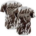 Custom Brown White Splatter Torn Sharp Brush Stroke Authentic Baseball Jersey