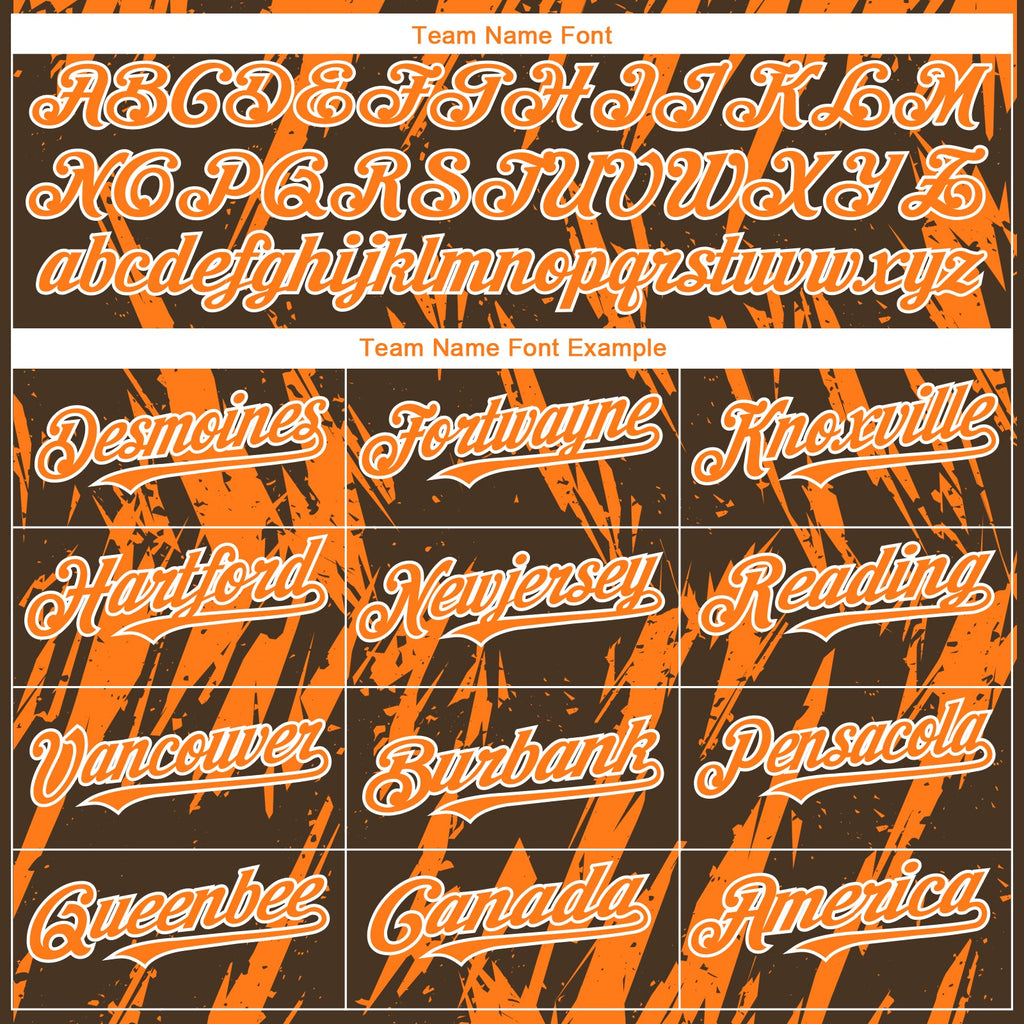 Custom Brown Bay Orange-White Splatter Torn Sharp Brush Stroke Authentic Baseball Jersey