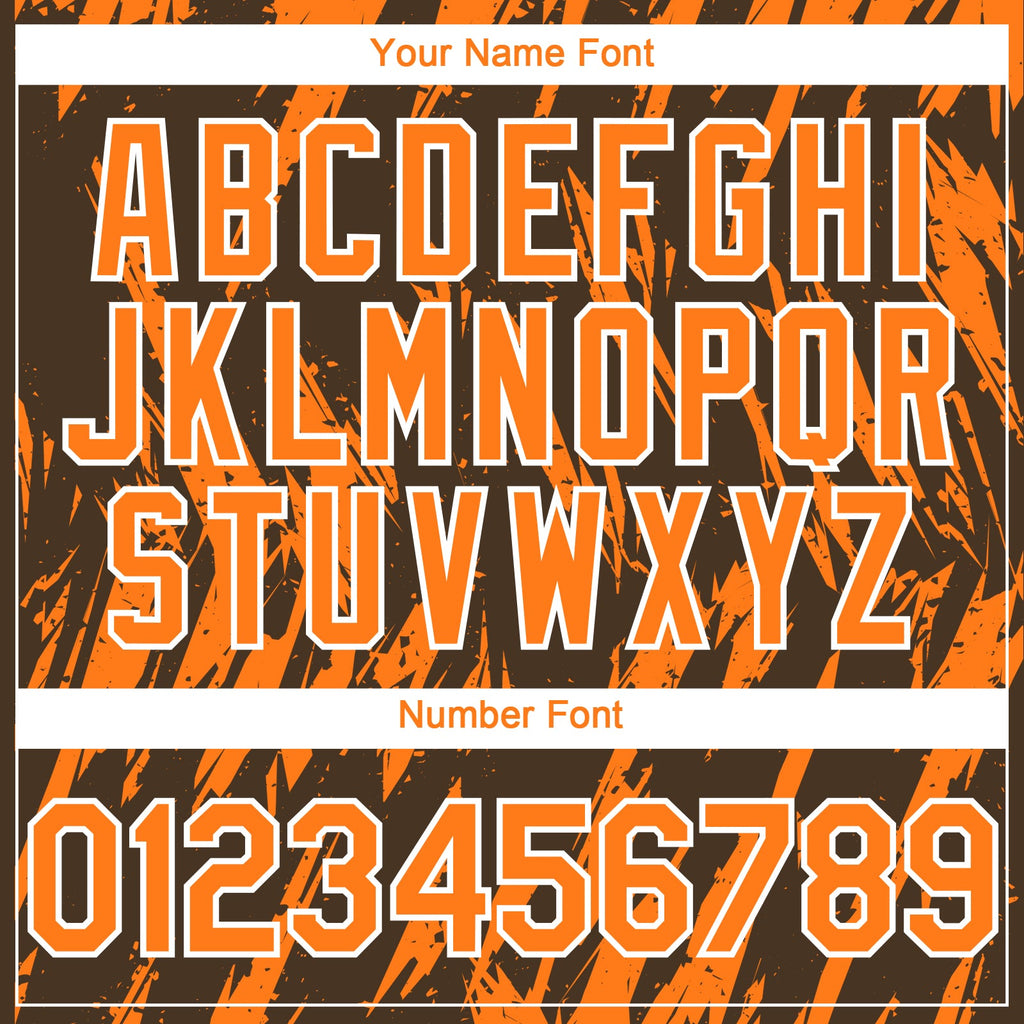 Custom Brown Bay Orange-White Splatter Torn Sharp Brush Stroke Authentic Baseball Jersey