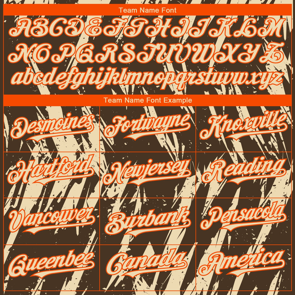 Custom Brown Cream-Orange Splatter Torn Sharp Brush Stroke Authentic Baseball Jersey