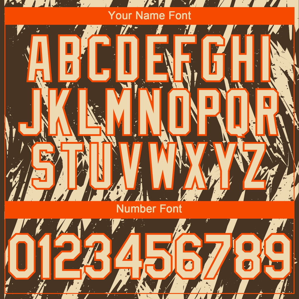 Custom Brown Cream-Orange Splatter Torn Sharp Brush Stroke Authentic Baseball Jersey