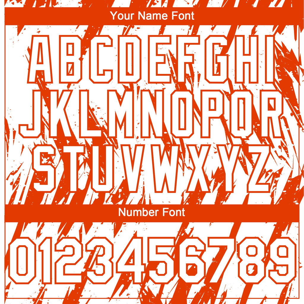 Custom White Orange Splatter Torn Sharp Brush Stroke Authentic Baseball Jersey