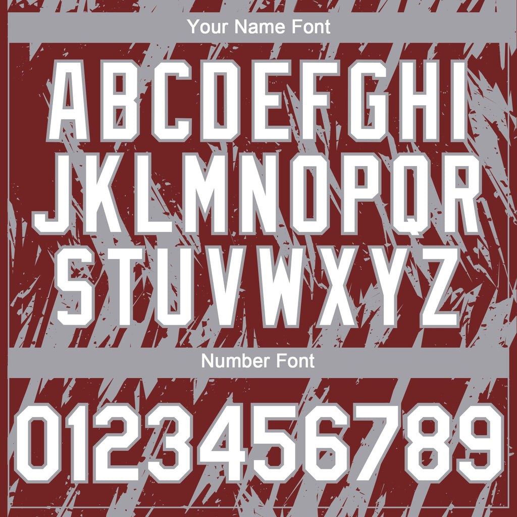 Custom Burgundy White-Gray Splatter Torn Sharp Brush Stroke Authentic Baseball Jersey