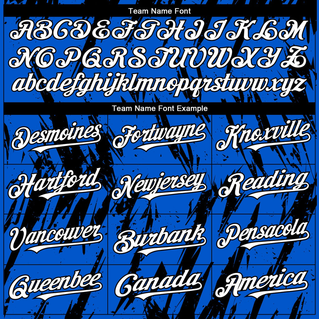 Custom Thunder Blue White-Black Splatter Torn Sharp Brush Stroke Authentic Baseball Jersey
