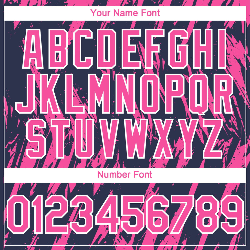 Custom Navy Pink-White Splatter Torn Sharp Brush Stroke Authentic Baseball Jersey