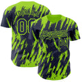 Custom Navy Neon Green Splatter Torn Sharp Brush Stroke Authentic Baseball Jersey