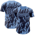 Custom Navy Light Blue Splatter Torn Sharp Brush Stroke Authentic Baseball Jersey