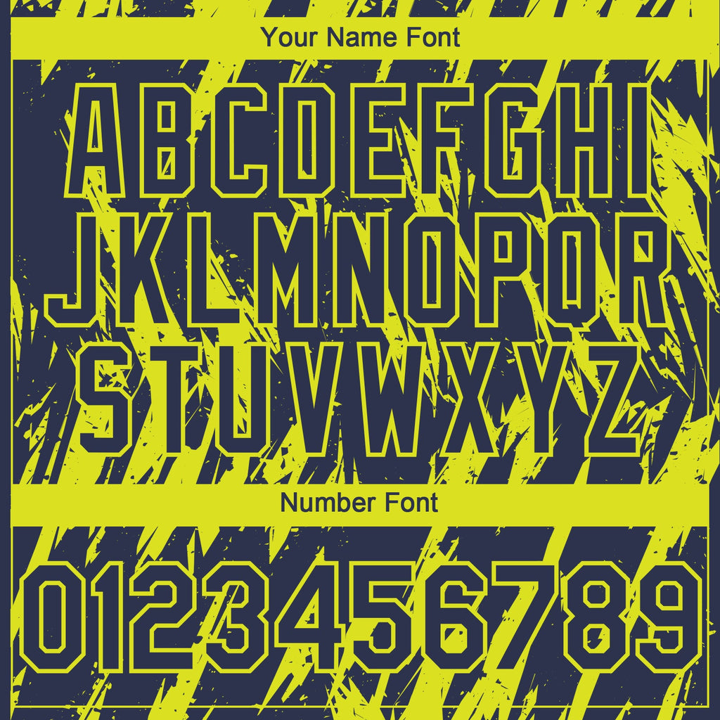 Custom Navy Neon Yellow Splatter Torn Sharp Brush Stroke Authentic Baseball Jersey
