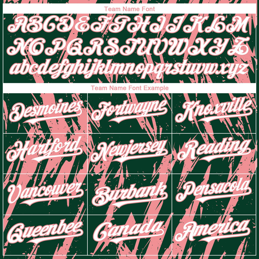 Custom Green White-Medium Pink Splatter Torn Sharp Brush Stroke Authentic Baseball Jersey