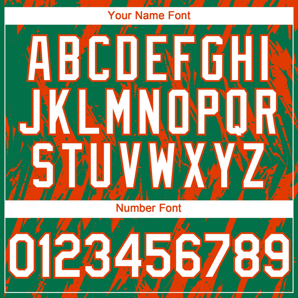 Custom Kelly Green White-Orange Splatter Torn Sharp Brush Stroke Authentic Baseball Jersey