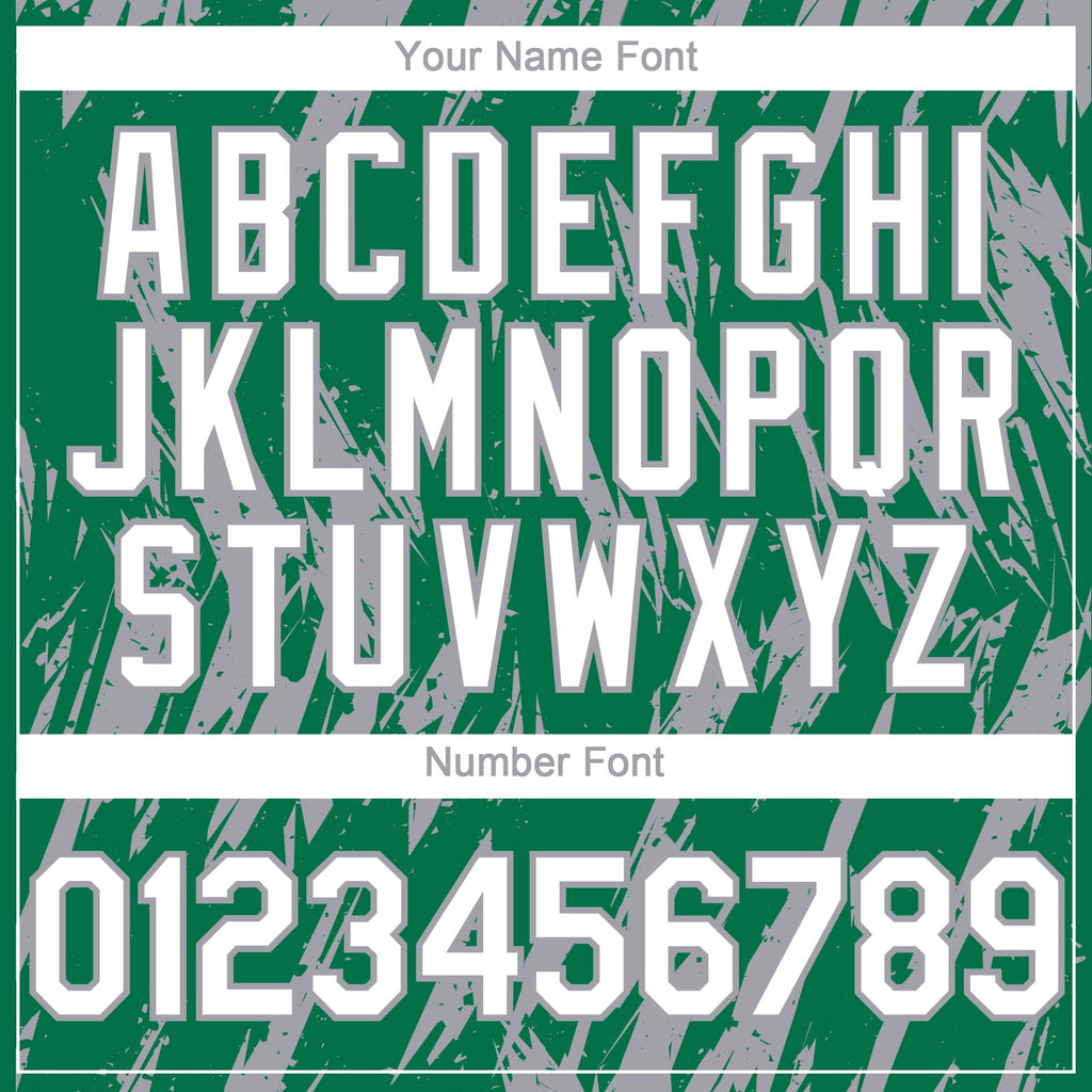 Custom Kelly Green White-Gray Splatter Torn Sharp Brush Stroke Authentic Baseball Jersey