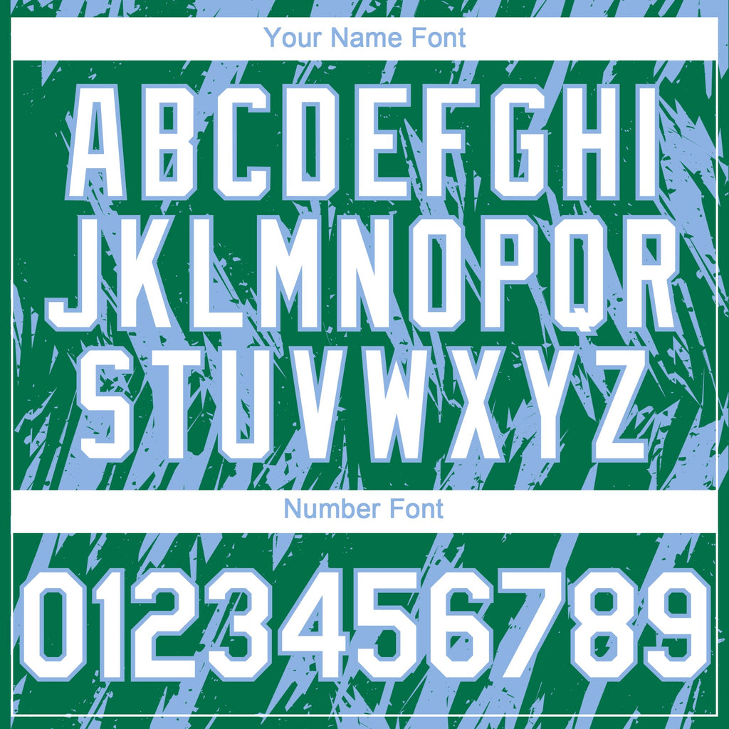 Custom Kelly Green White-Light Blue Splatter Torn Sharp Brush Stroke Authentic Baseball Jersey