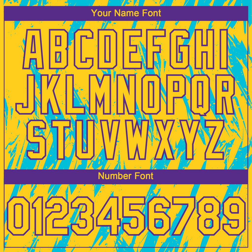 Custom Yellow Purple-Lakes Blue Splatter Torn Sharp Brush Stroke Authentic Baseball Jersey