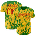 Custom Yellow Red-Grass Green Splatter Torn Sharp Brush Stroke Authentic Baseball Jersey