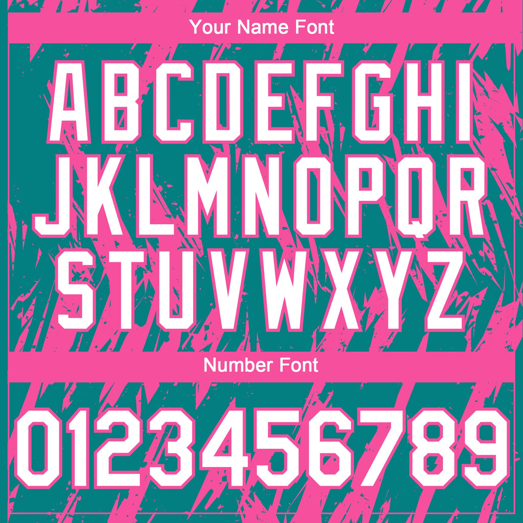 Custom Teal White-Pink Splatter Torn Sharp Brush Stroke Authentic Baseball Jersey