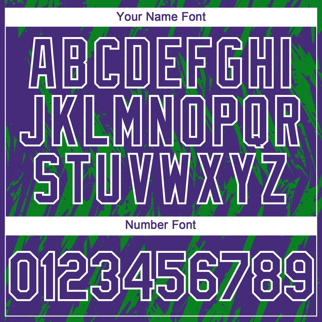 Custom Purple White-Grass Green Splatter Torn Sharp Brush Stroke Authentic Baseball Jersey