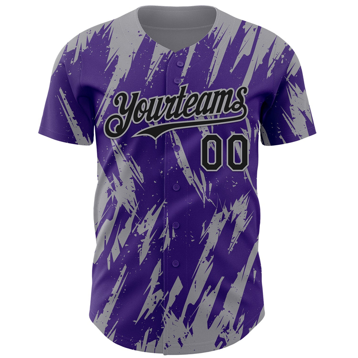 Custom Purple Gray Splatter Torn Sharp Brush Stroke Authentic Baseball Jersey