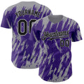 Custom Purple Gray Splatter Torn Sharp Brush Stroke Authentic Baseball Jersey