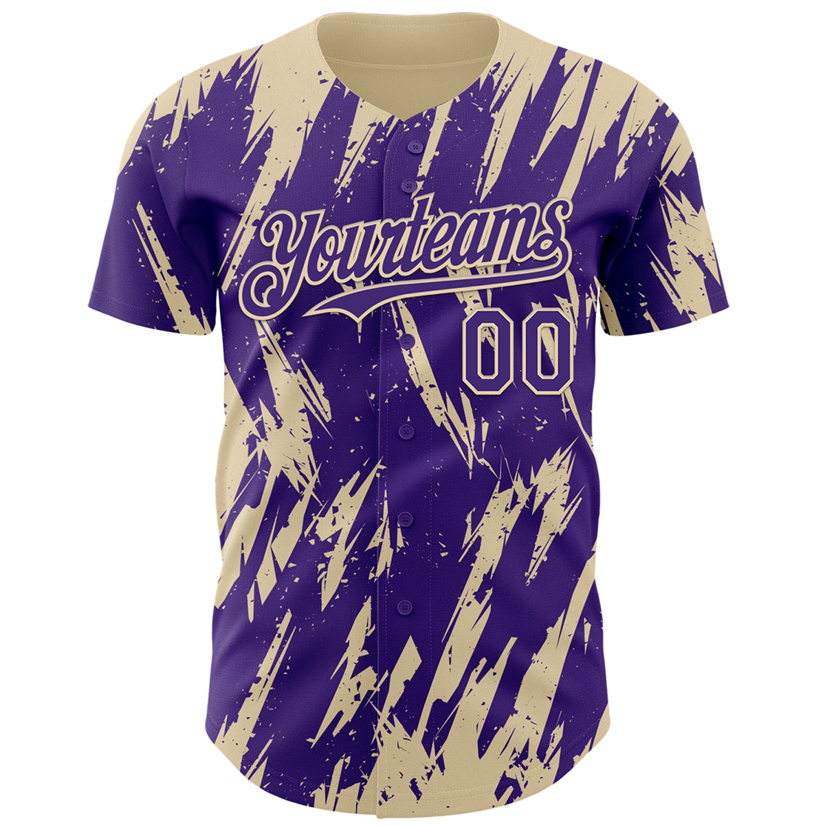 Custom Purple Cream Splatter Torn Sharp Brush Stroke Authentic Baseball Jersey