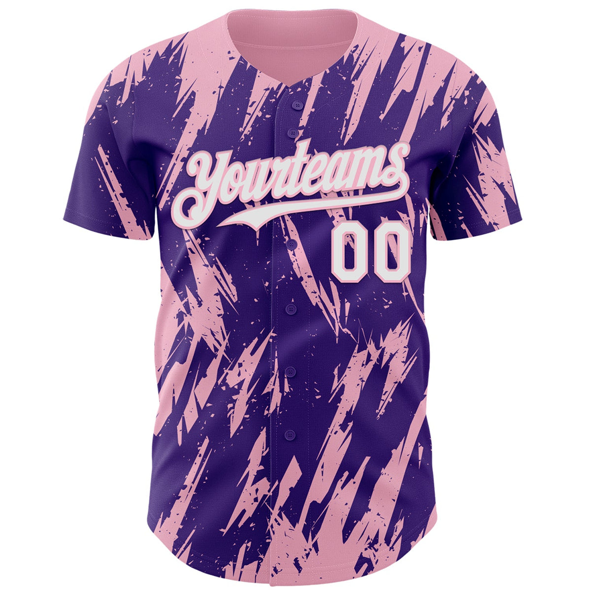 Custom Purple White-Light Pink Splatter Torn Sharp Brush Stroke Authentic Baseball Jersey