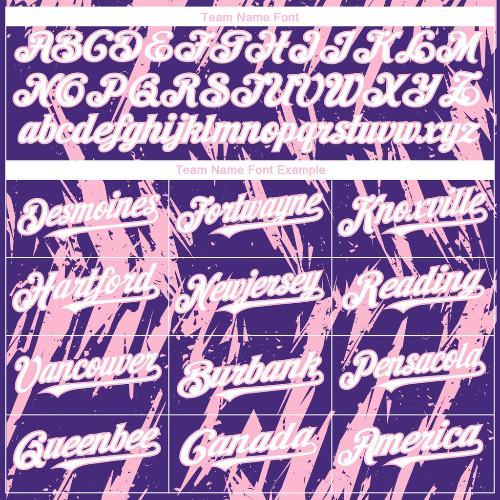Custom Purple White-Light Pink Splatter Torn Sharp Brush Stroke Authentic Baseball Jersey