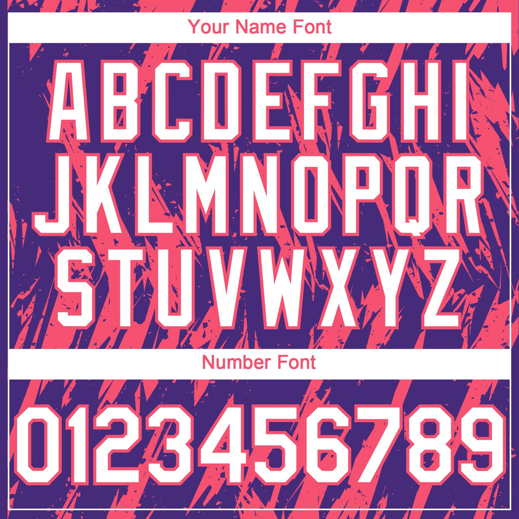 Custom Purple White-Neon Pink Splatter Torn Sharp Brush Stroke Authentic Baseball Jersey