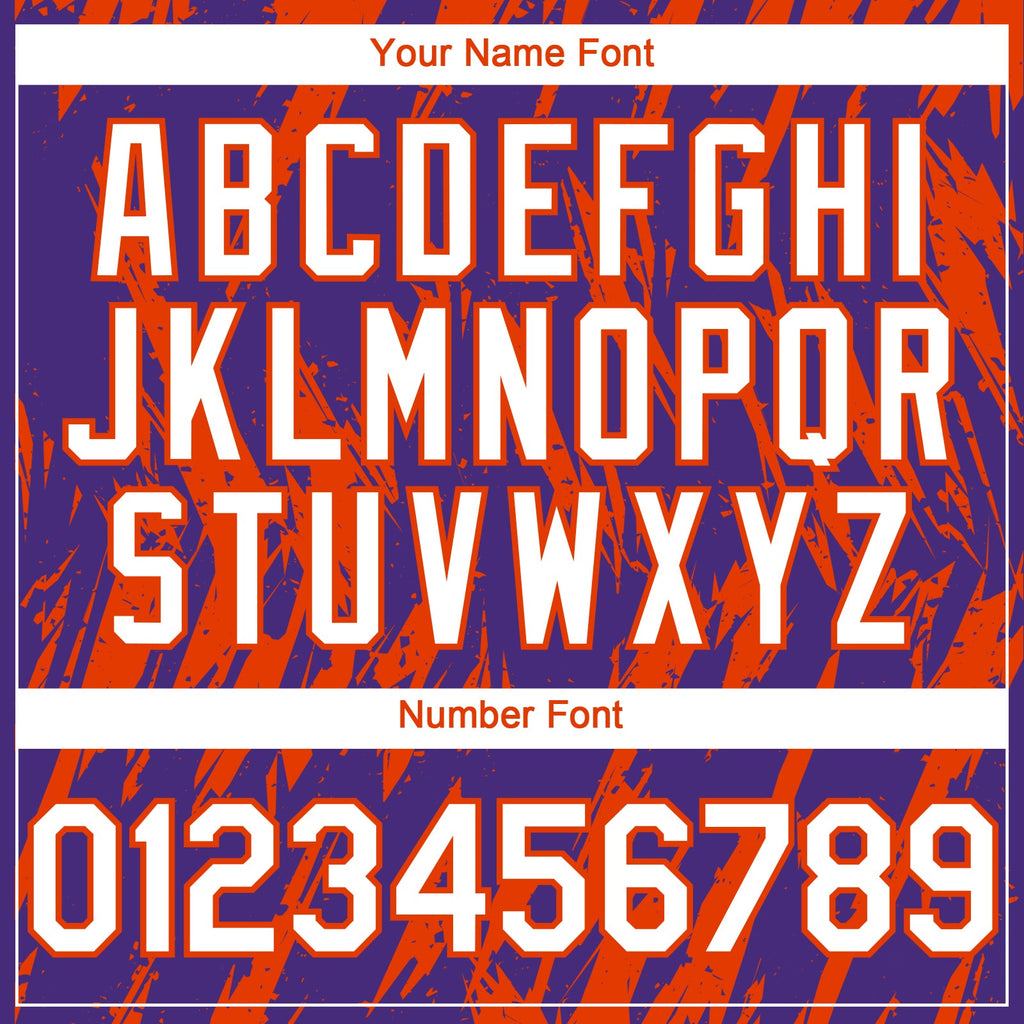 Custom Purple White-Orange Splatter Torn Sharp Brush Stroke Authentic Baseball Jersey