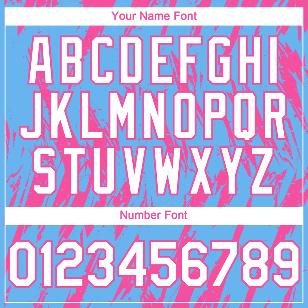 Custom Sky Blue White-Pink Splatter Torn Sharp Brush Stroke Authentic Baseball Jersey