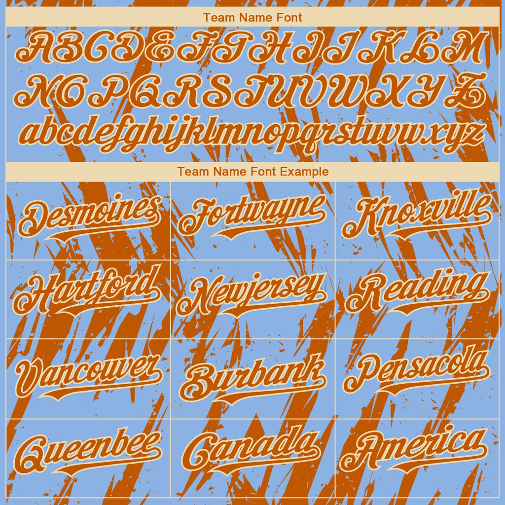 Custom Light Blue Bay Orange-Cream Splatter Torn Sharp Brush Stroke Authentic Baseball Jersey