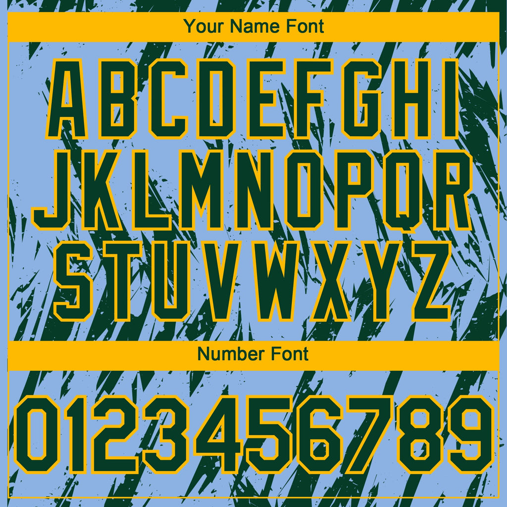 Custom Light Blue Green-Gold Splatter Torn Sharp Brush Stroke Authentic Baseball Jersey