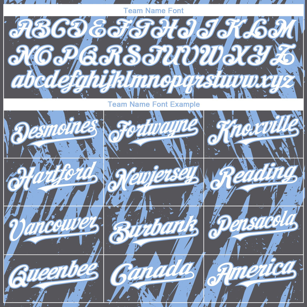 Custom Steel Gray White-Light Blue Splatter Torn Sharp Brush Stroke Authentic Baseball Jersey