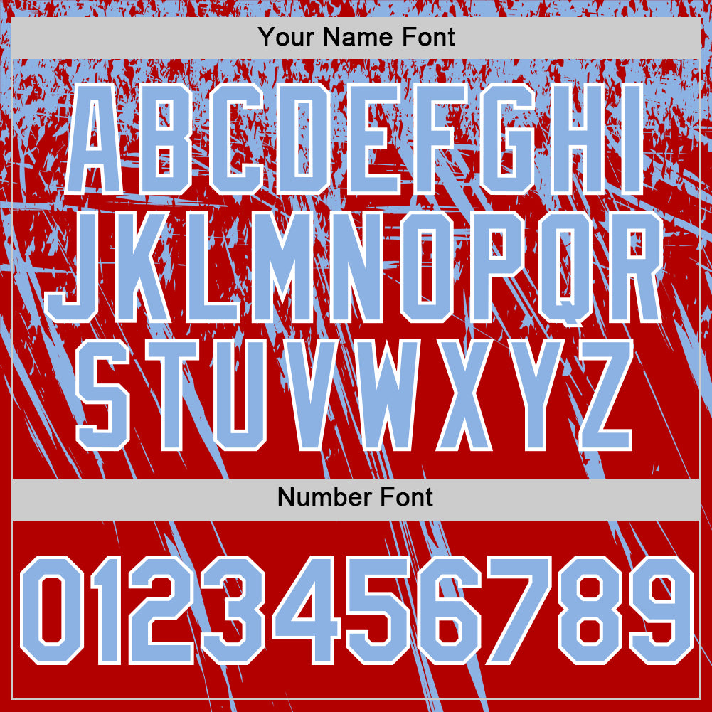 Custom Red Light Blue-White Distressed Scratch Brush Stroke Authentic Baseball Jersey