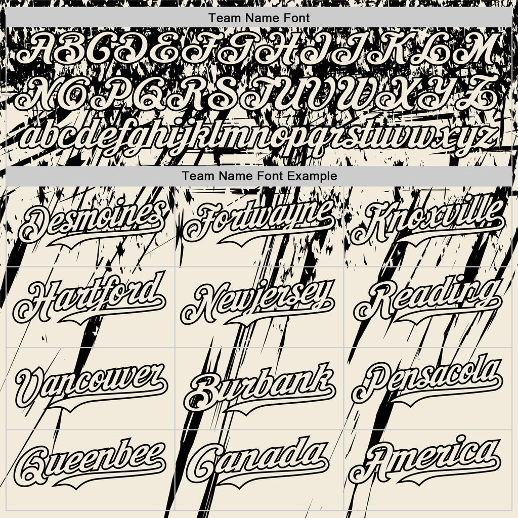 Custom Cream Black Distressed Scratch Brush Stroke Authentic Baseball Jersey