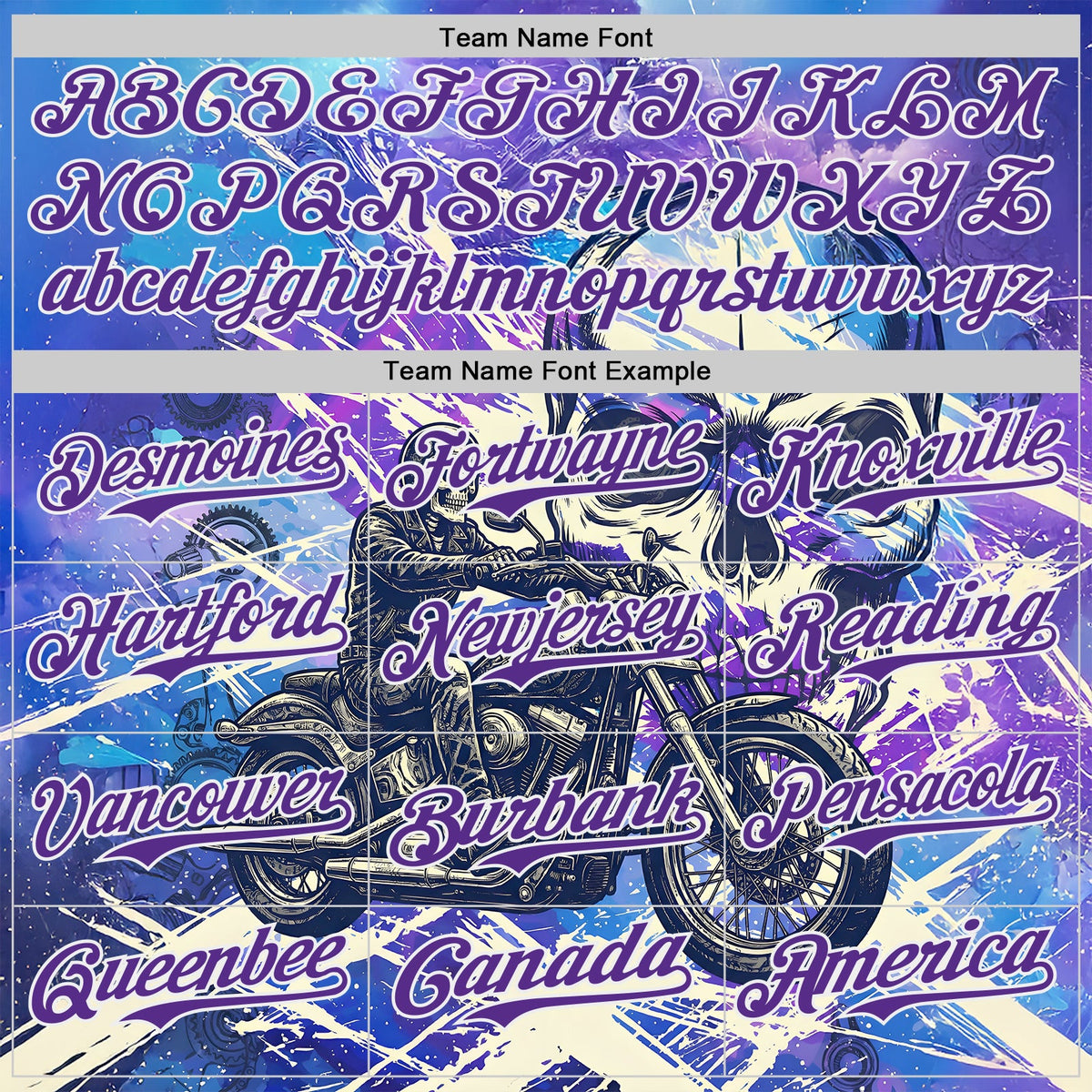 Custom Purple Cream-White 3D Pattern Design Motorcycle Motocross Skull Authentic Baseball Jersey