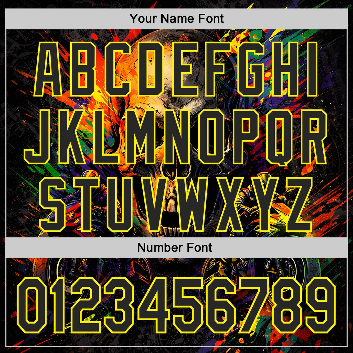 Custom Black-Light Yellow 3D Pattern Design Motorcycle Motocross Skull Authentic Baseball Jersey