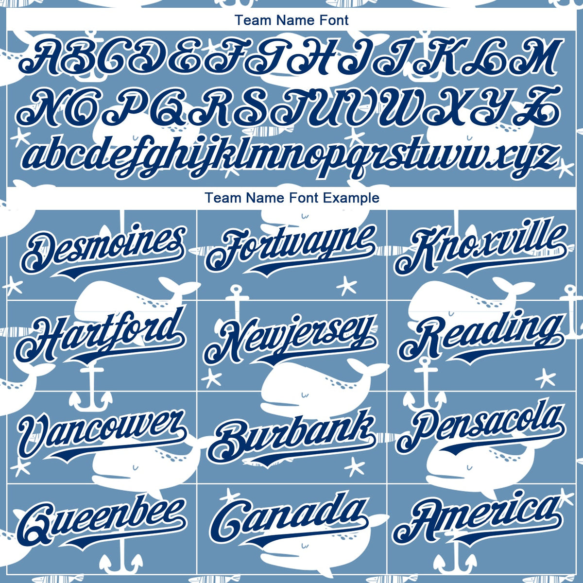 Custom Light Blue US Navy Blue-White 3D Pattern Design Whale Authentic Baseball Jersey