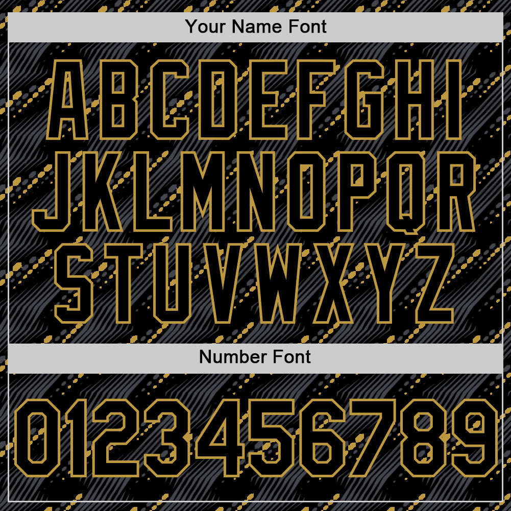 Custom Black Old Gold 3D Pattern Design Slant Lines Authentic Baseball Jersey
